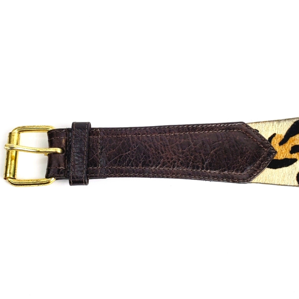 B-Low the Belt Wide Ponyhair Waist Leather Belt L - Picture 4 of 11
